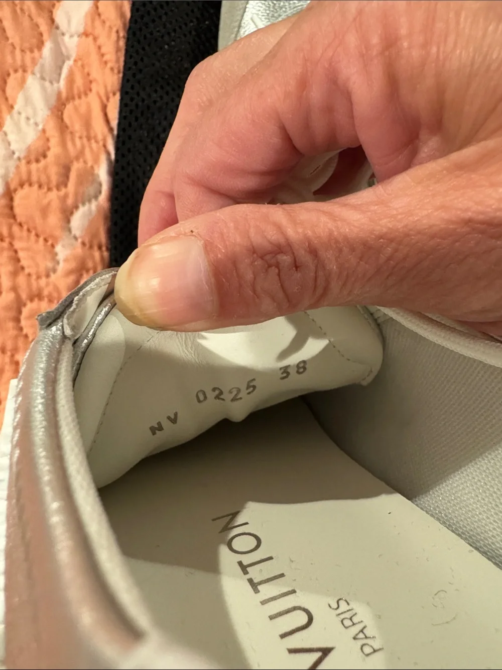 Louis Vuitton Silver and White Women’s Lace-Up Leather Sneakers